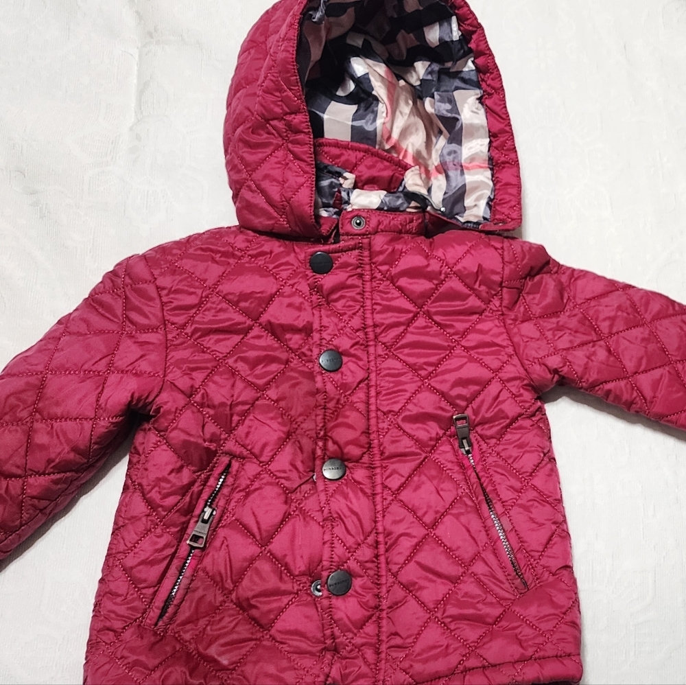 Burberry Dark Red Quilted Kids Jacket 12M